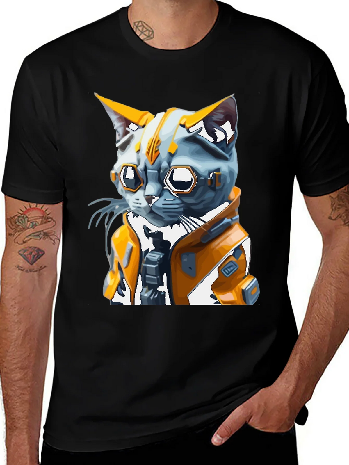Cyberpunk Cat T-Shirt - Futuristic Feline Design product image 1