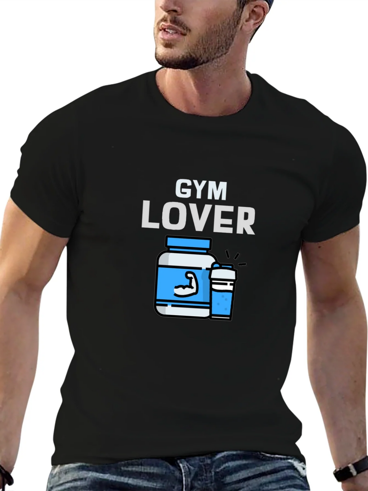 Gym Lover Graphic T-Shirt Black product image 9