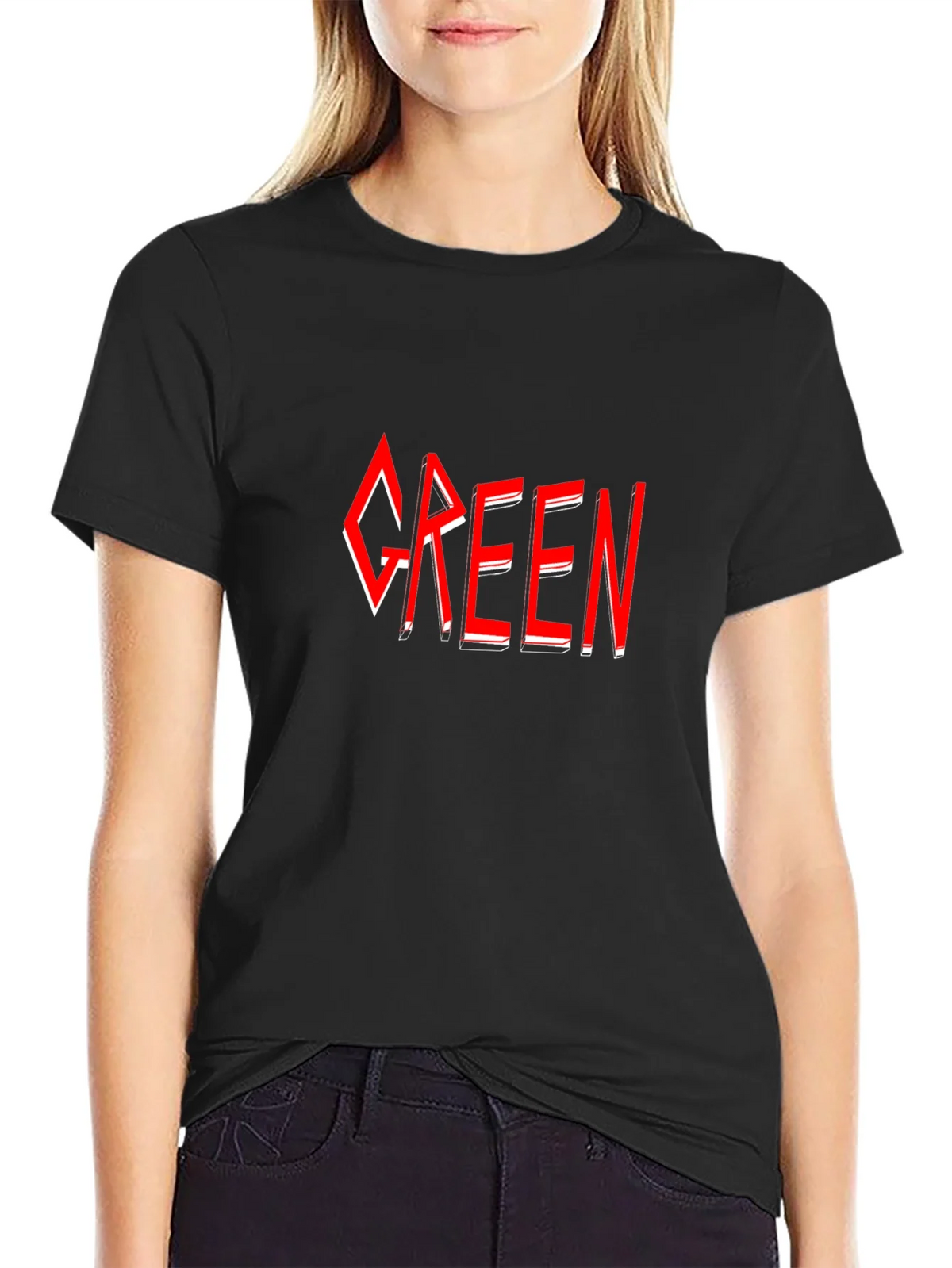Green T-Shirt - Red Graphic Design product image 5
