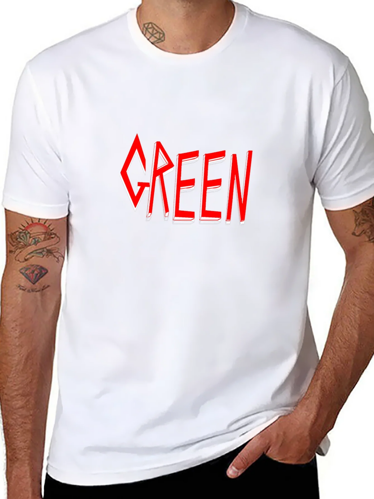 Green T-Shirt - Red Graphic Design product image 10