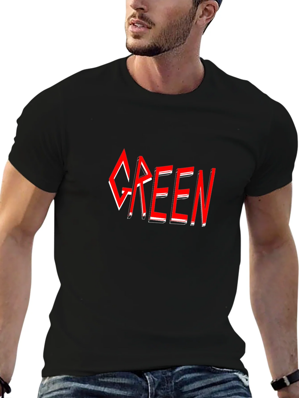 Green T-Shirt - Red Graphic Design product image 9