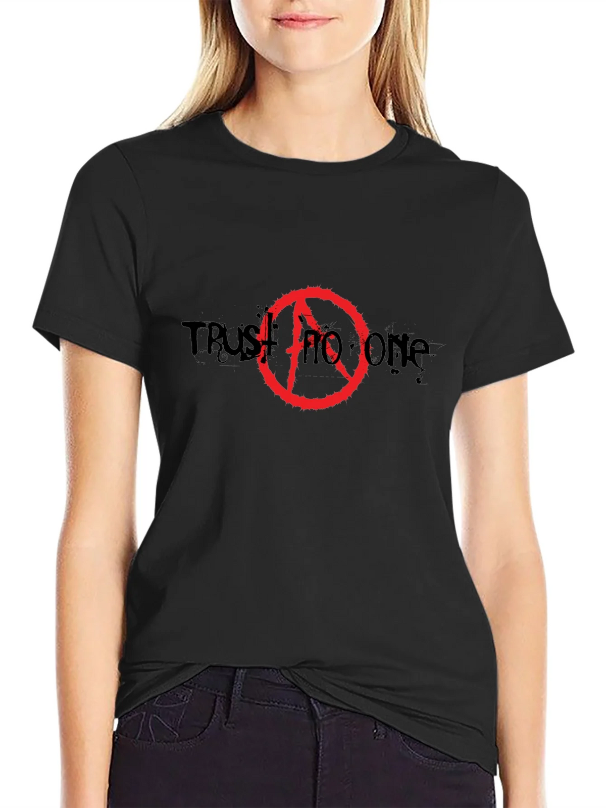 Trust No One Anarchy Symbol Black T-Shirt product image 4