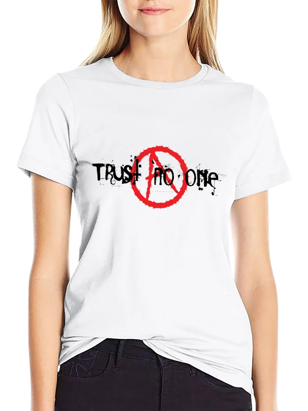 Trust No One Anarchy Symbol Black T-Shirt product image 7