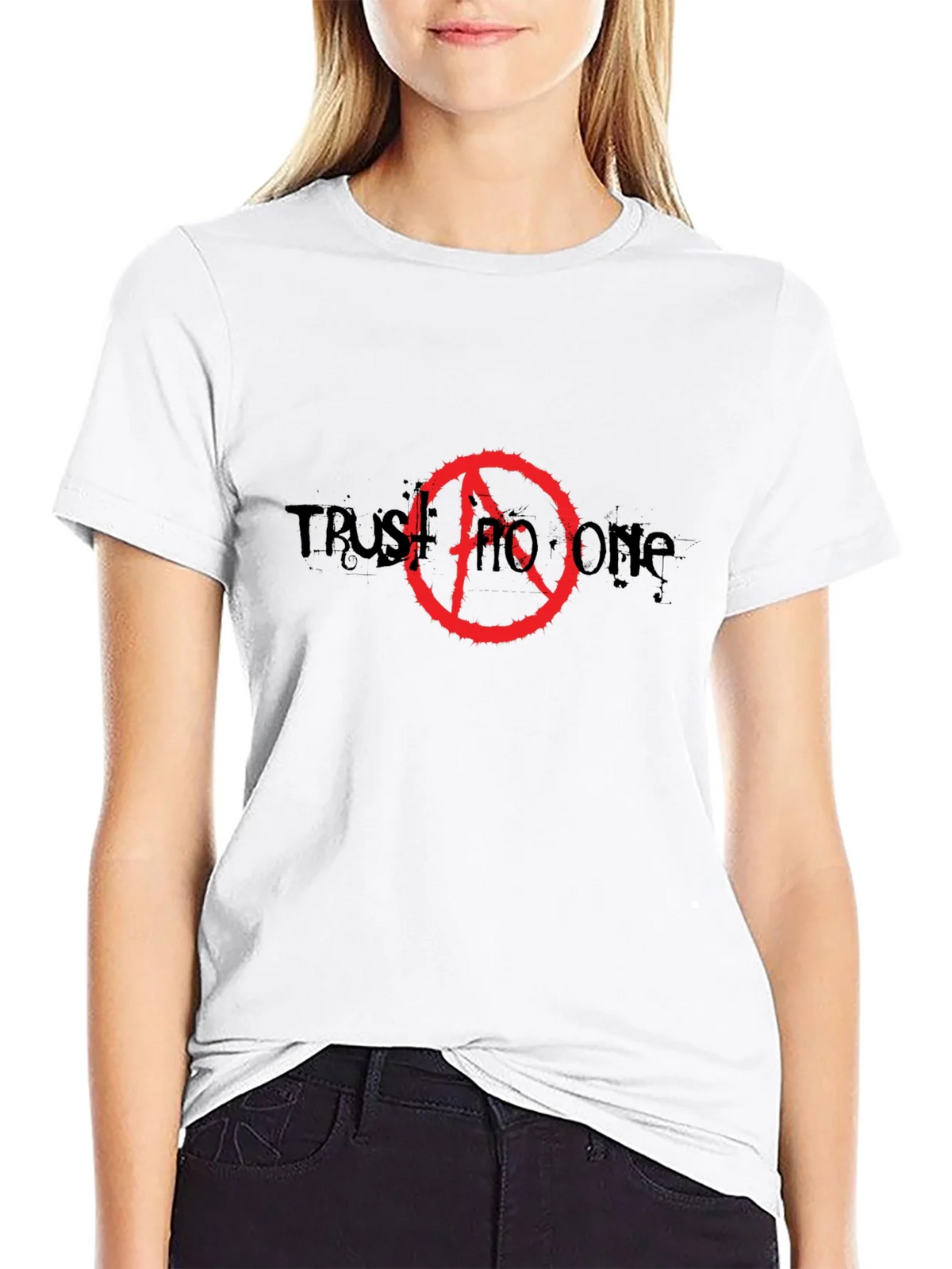 Trust No One Anarchy Symbol Black T-Shirt product image 7