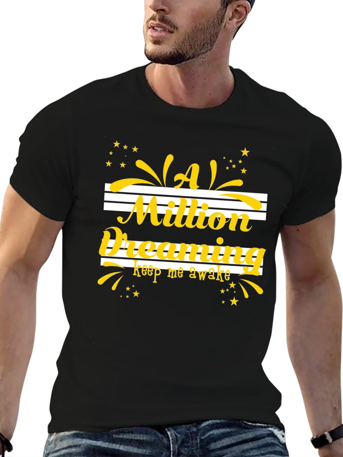Dreaming Graphic Tee - Black Cotton T-Shirt product image 9