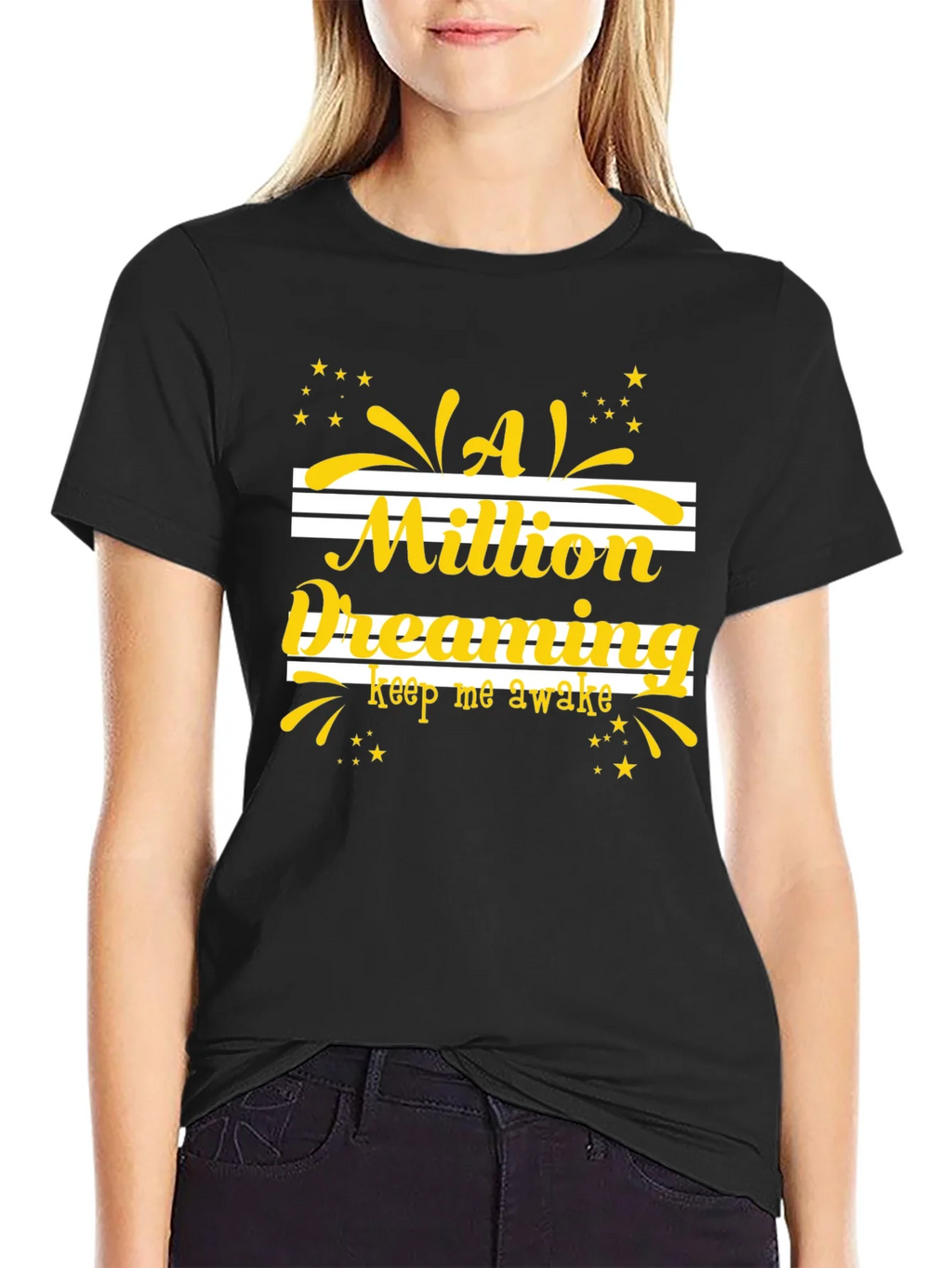 Dreaming Graphic Tee - Black Cotton T-Shirt product image 5