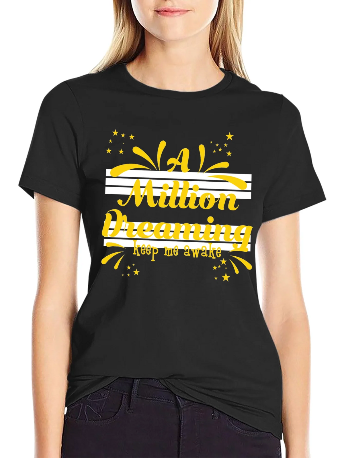 Dreaming Graphic Tee - Black Cotton T-Shirt product image 5