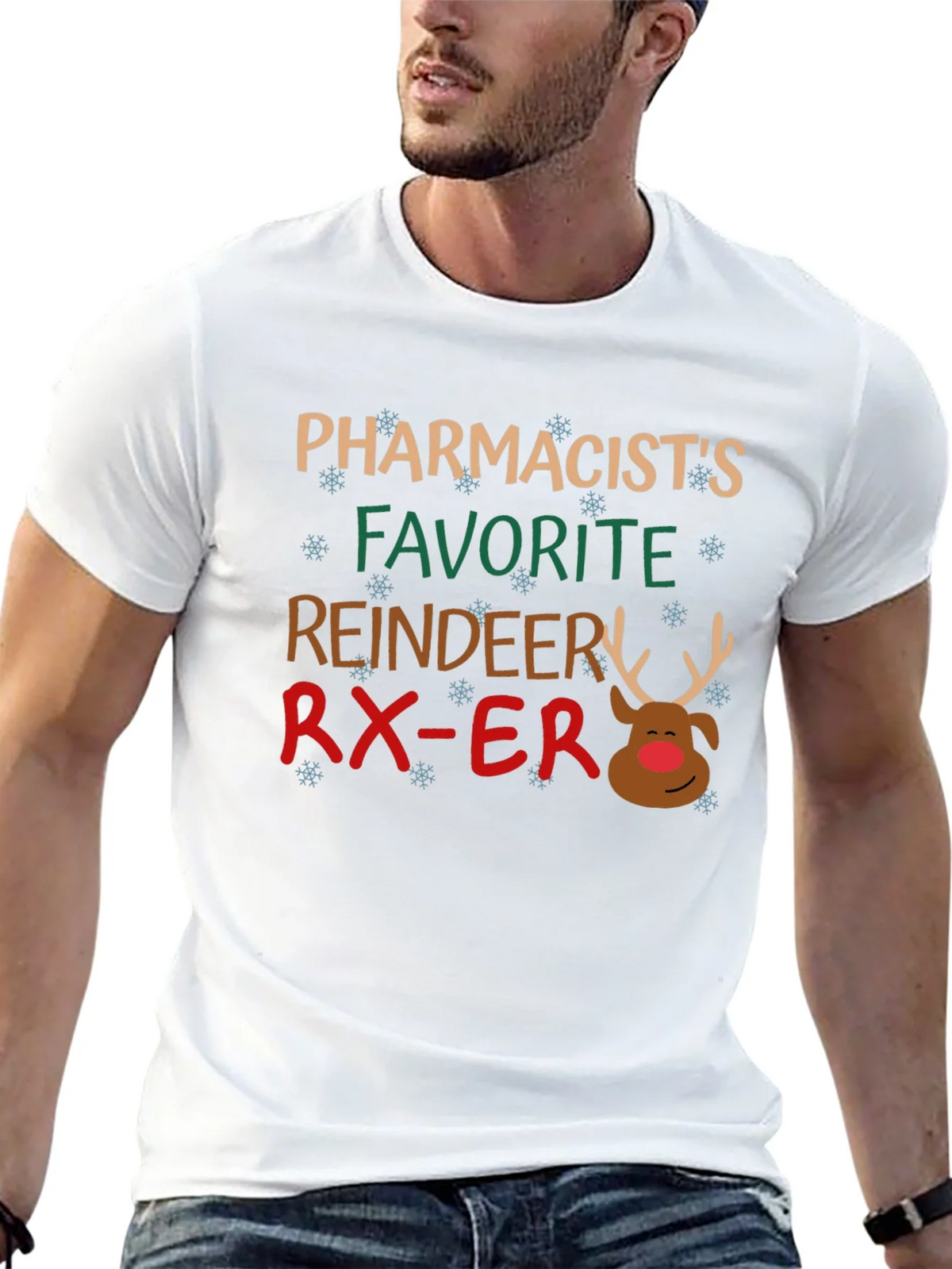 Pharmacists Favorite Reindeer Christmas T-Shirt product image 4