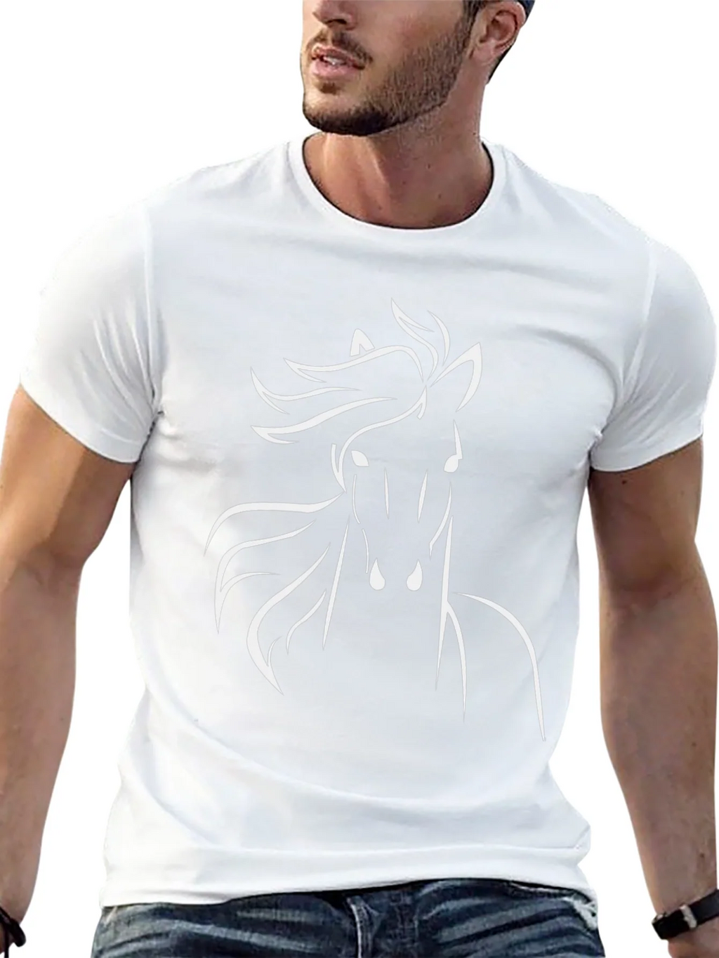 Horse Silhouette Graphic Tee - Stylish Mens Black T-Shirt product image 4