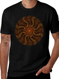 Geometric Spiral Graphic Tee - Black Cotton product image 1