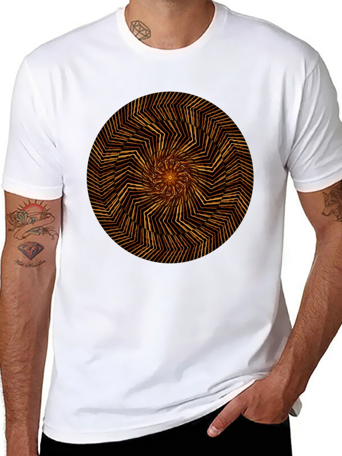 Geometric Spiral Graphic Tee - Black Cotton product image 10