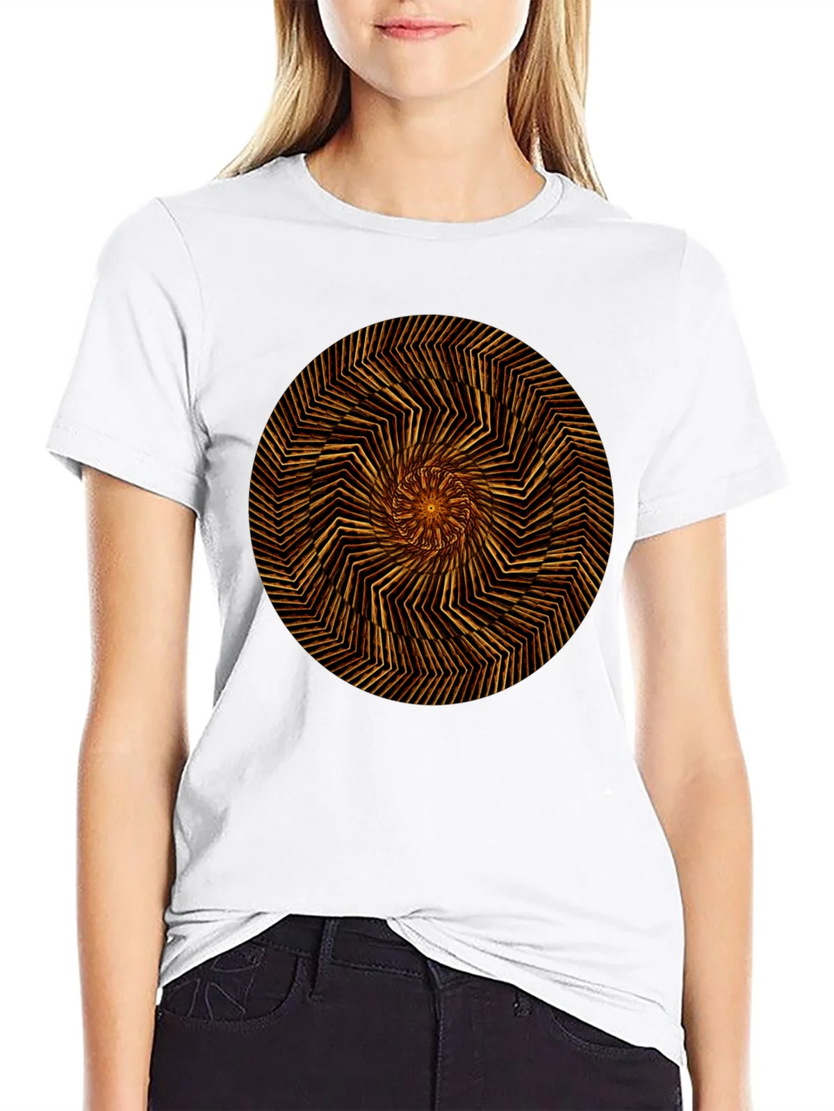 Geometric Spiral Graphic Tee - Black Cotton product image 11