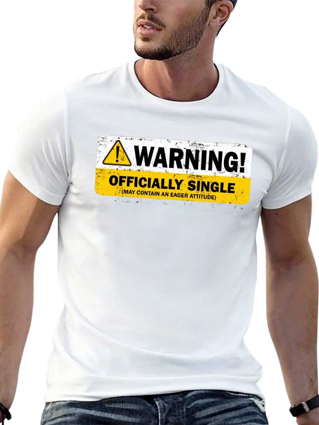 Warning Officially Single Black T-Shirt product image 4
