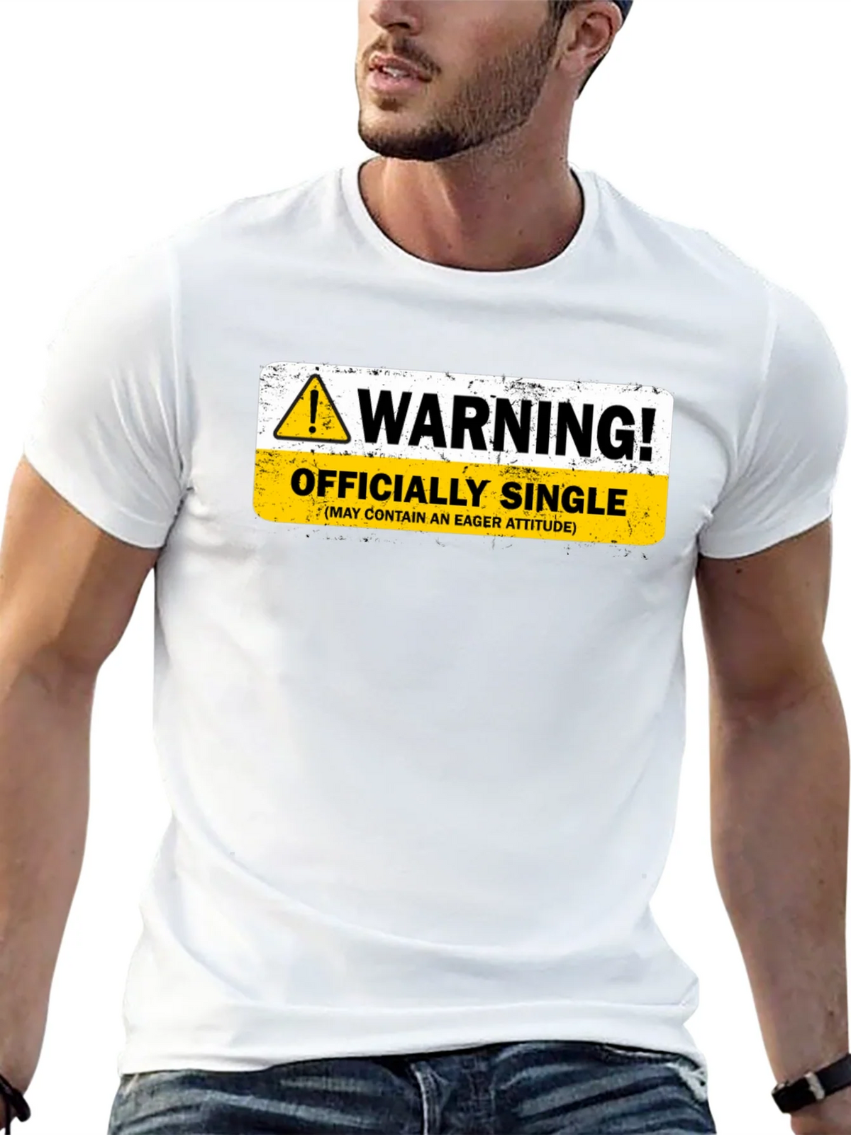 Warning Officially Single Black T-Shirt product image 4