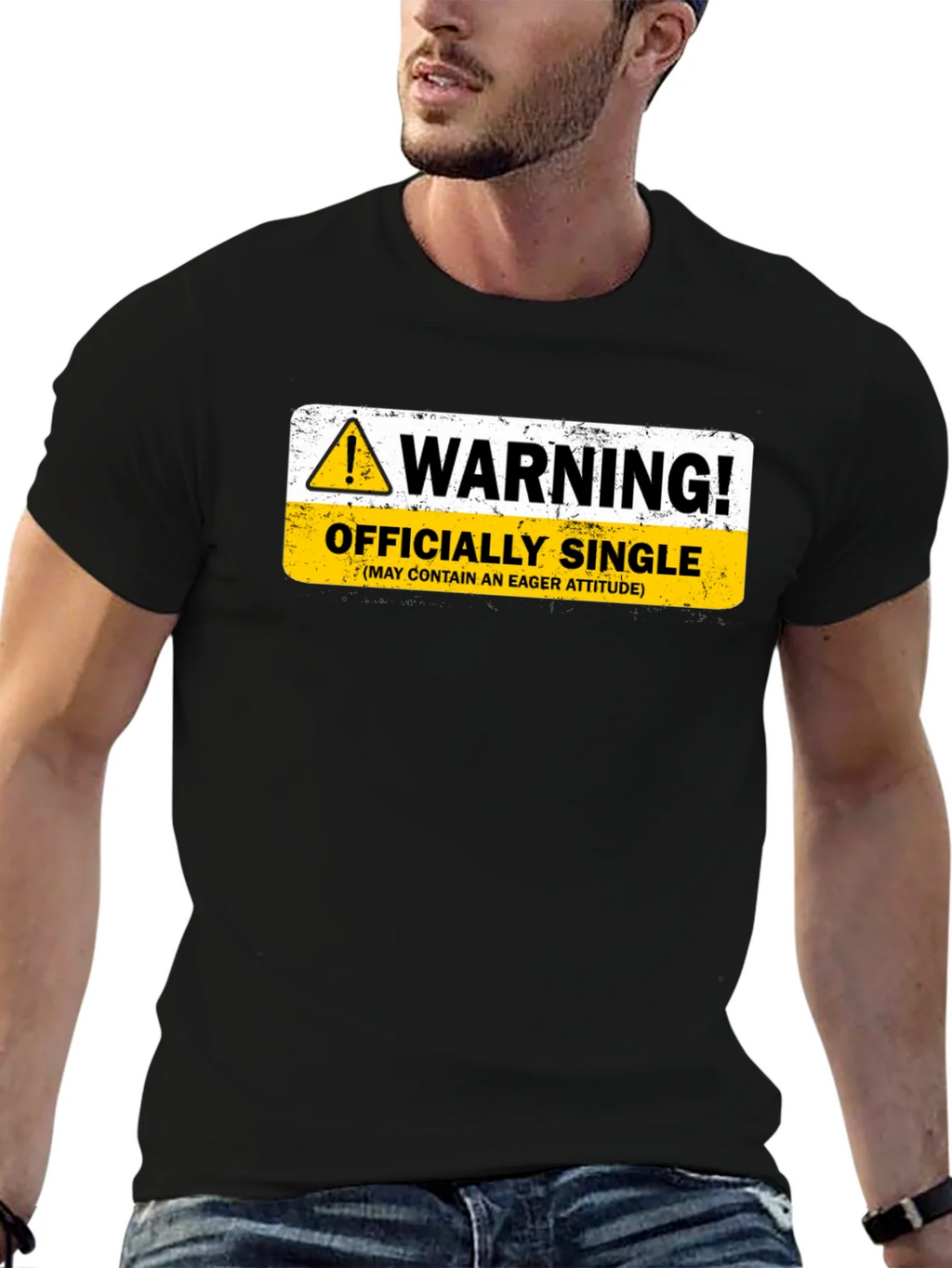 Warning Officially Single Black T-Shirt product image 9