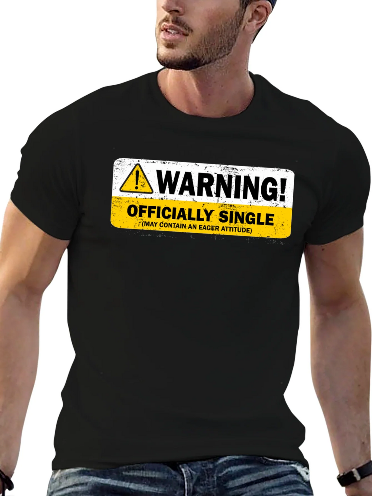 Warning Officially Single Black T-Shirt product image 9