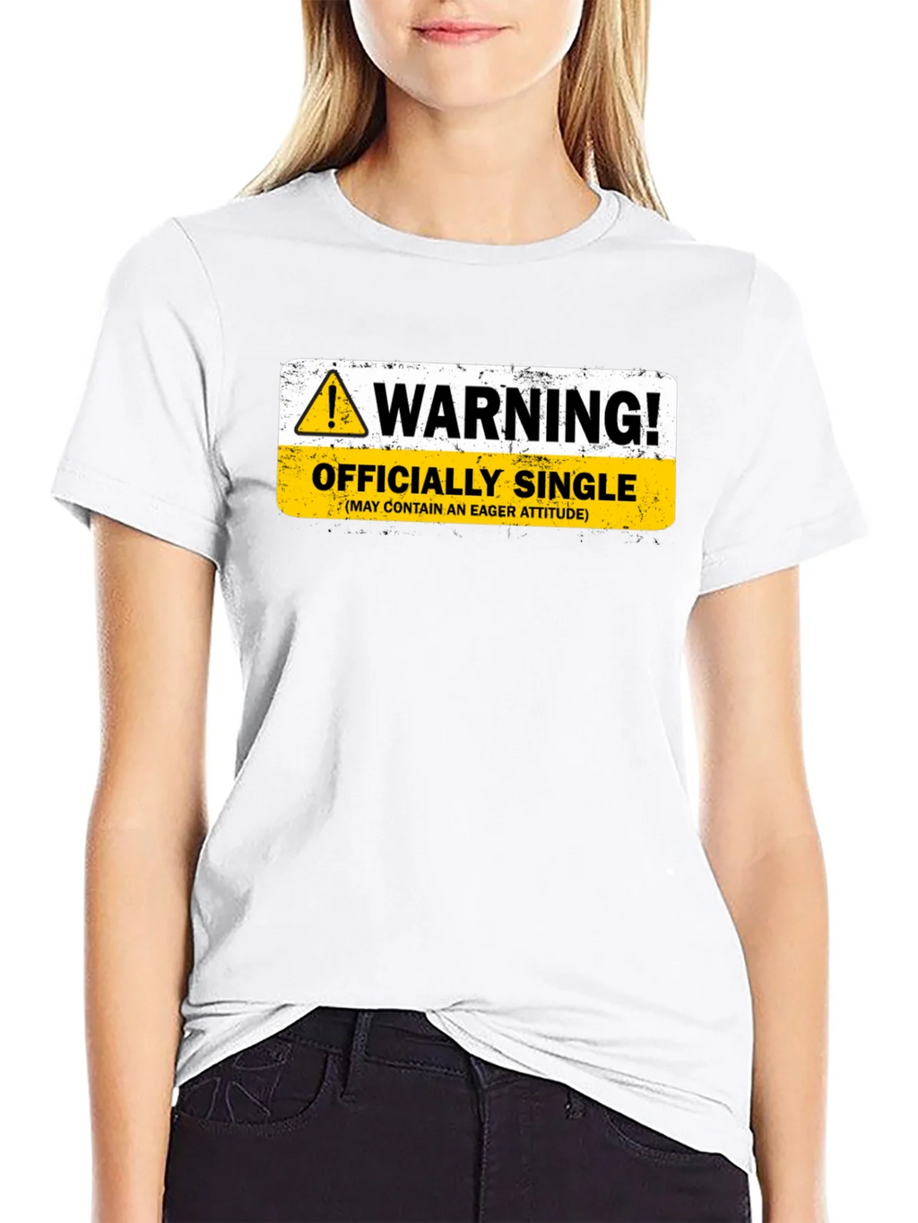 Warning Officially Single Black T-Shirt product image 11