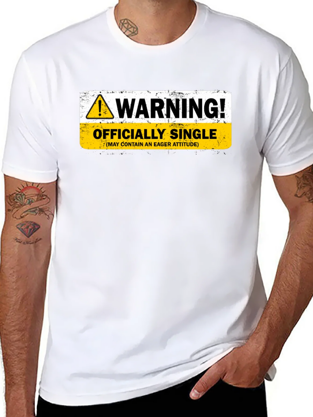 Warning Officially Single Black T-Shirt product image 10