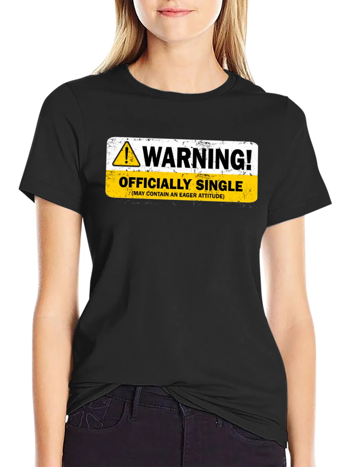 Warning Officially Single Black T-Shirt product image 5