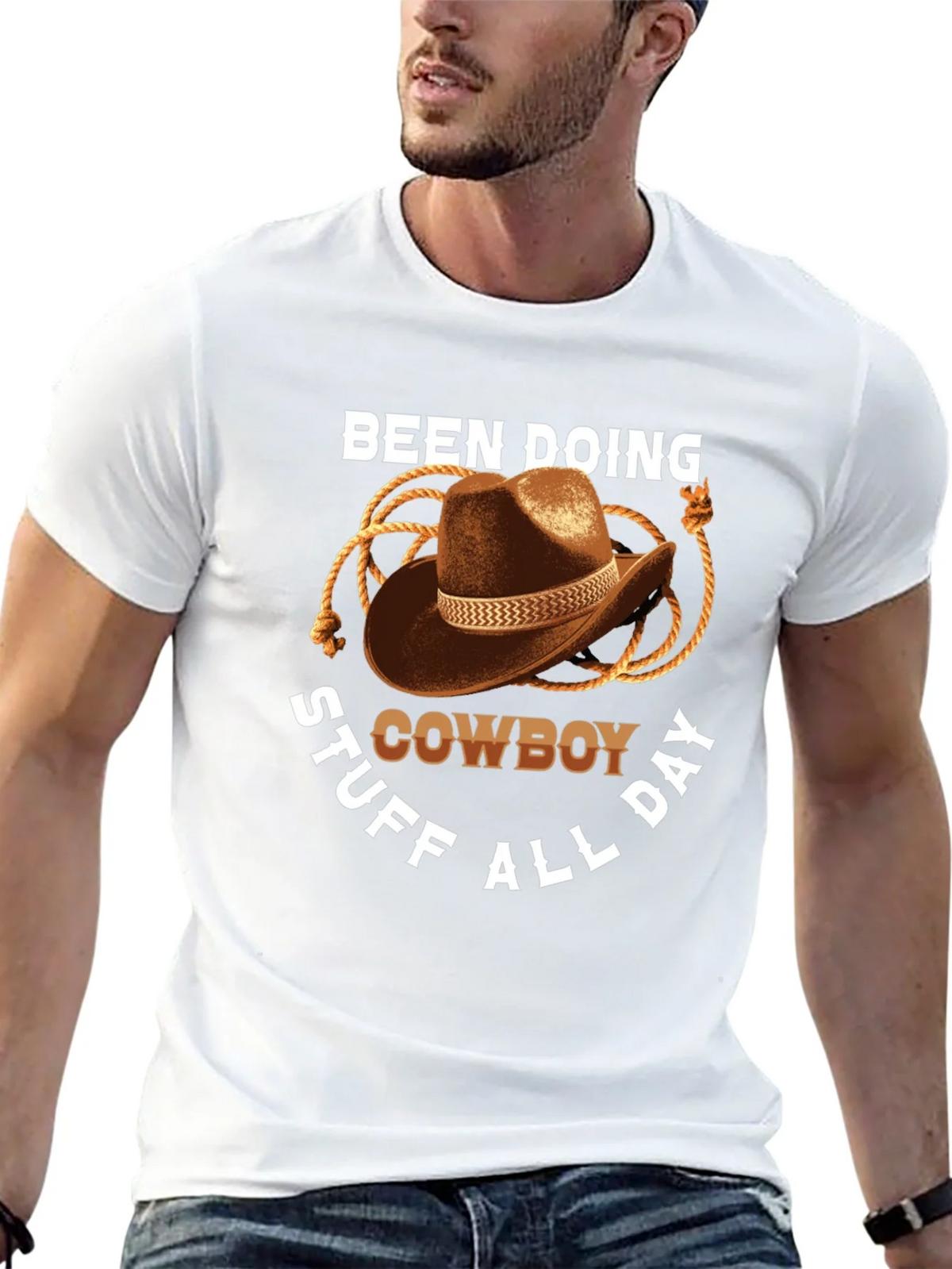 Cowboy T-Shirt: Doing Cowboy Stuff All Day Graphic Tee