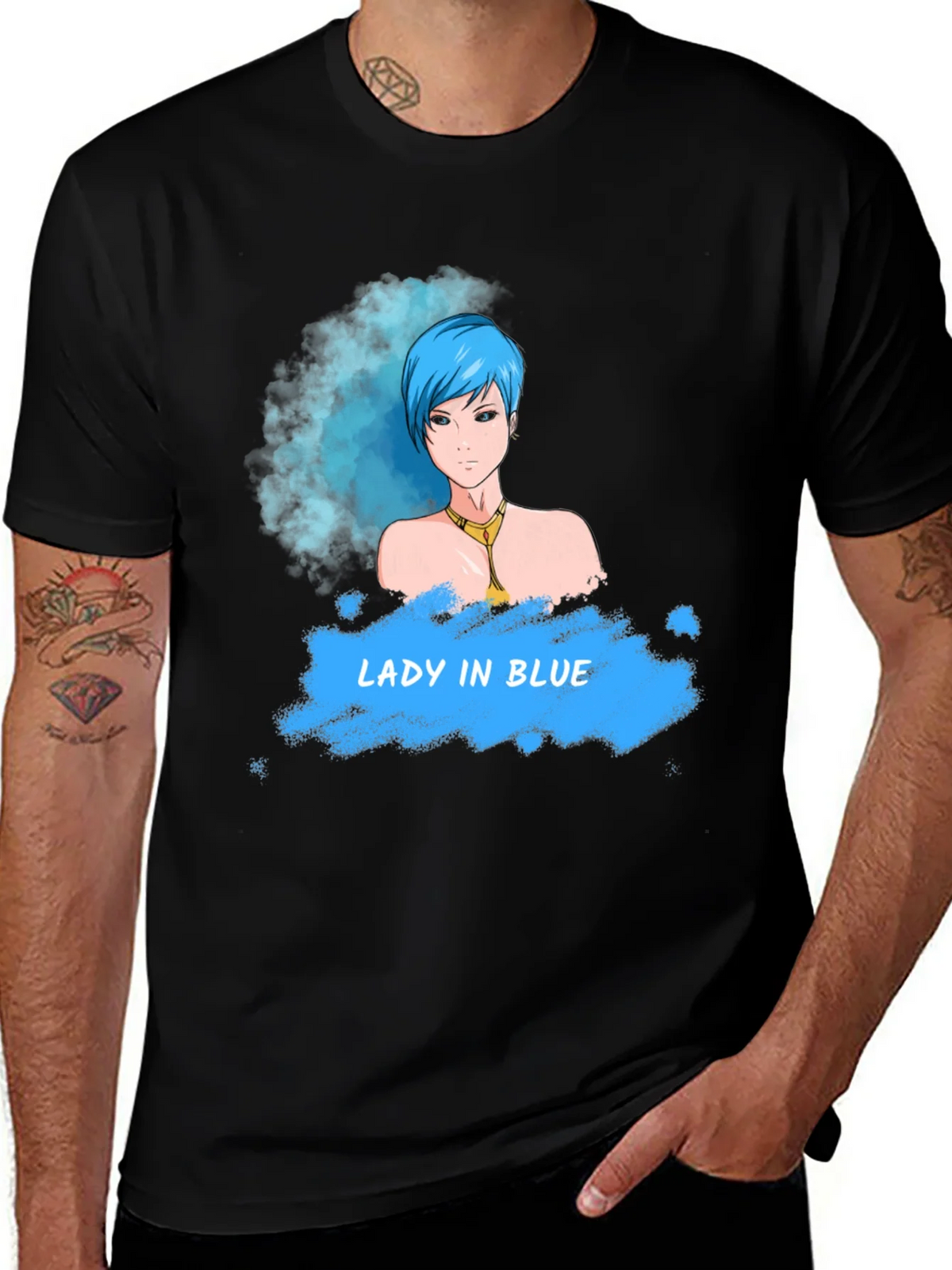 Lady in Blue T-Shirt - Unique Graphic Tee for Casual Wear product image 1