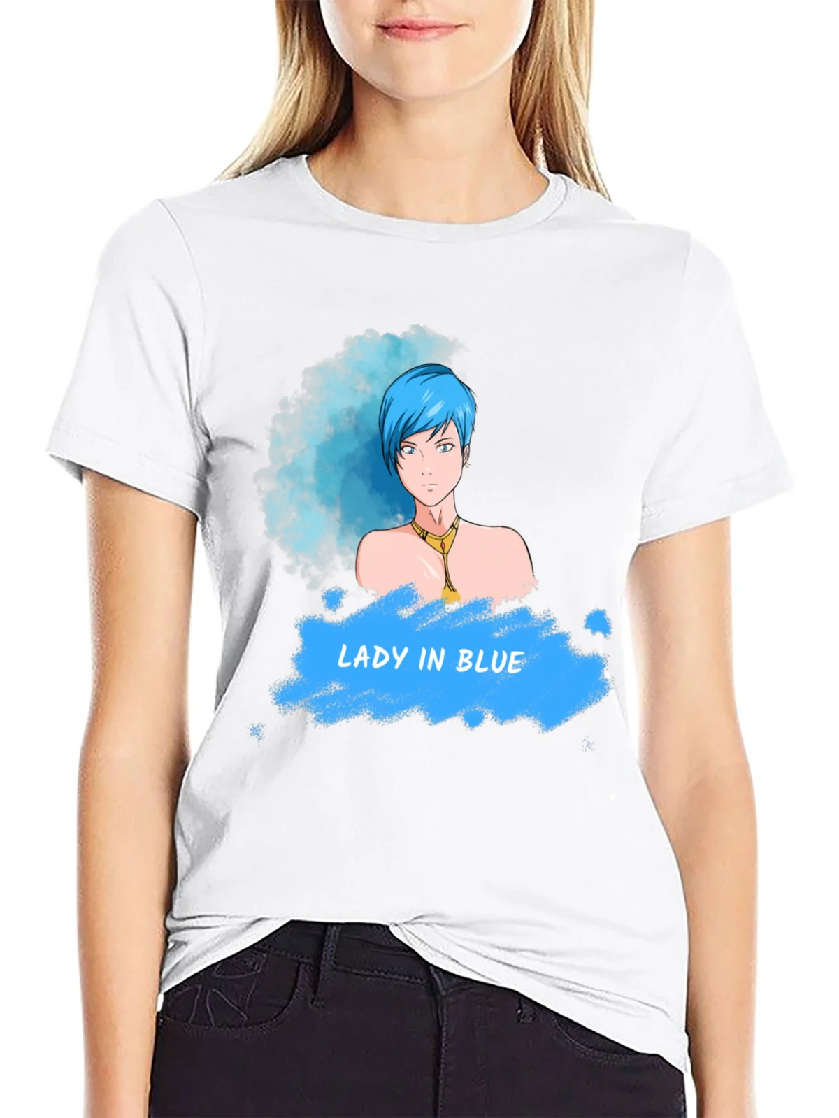 Lady in Blue T-Shirt - Unique Graphic Tee for Casual Wear product image 11