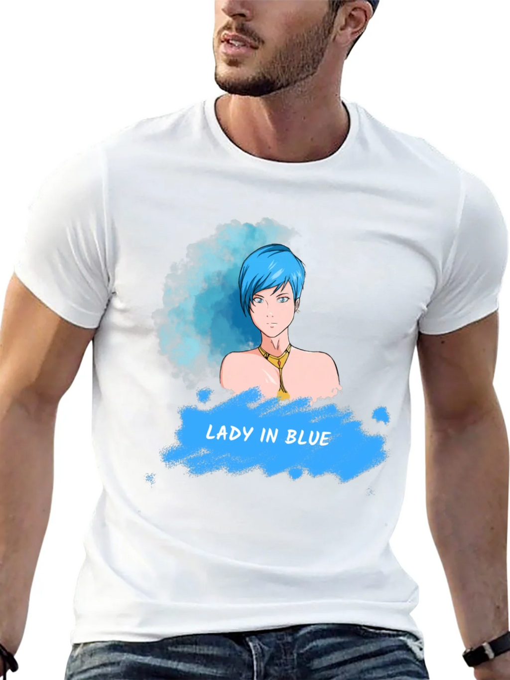 Lady in Blue T-Shirt - Unique Graphic Tee for Casual Wear product image 4