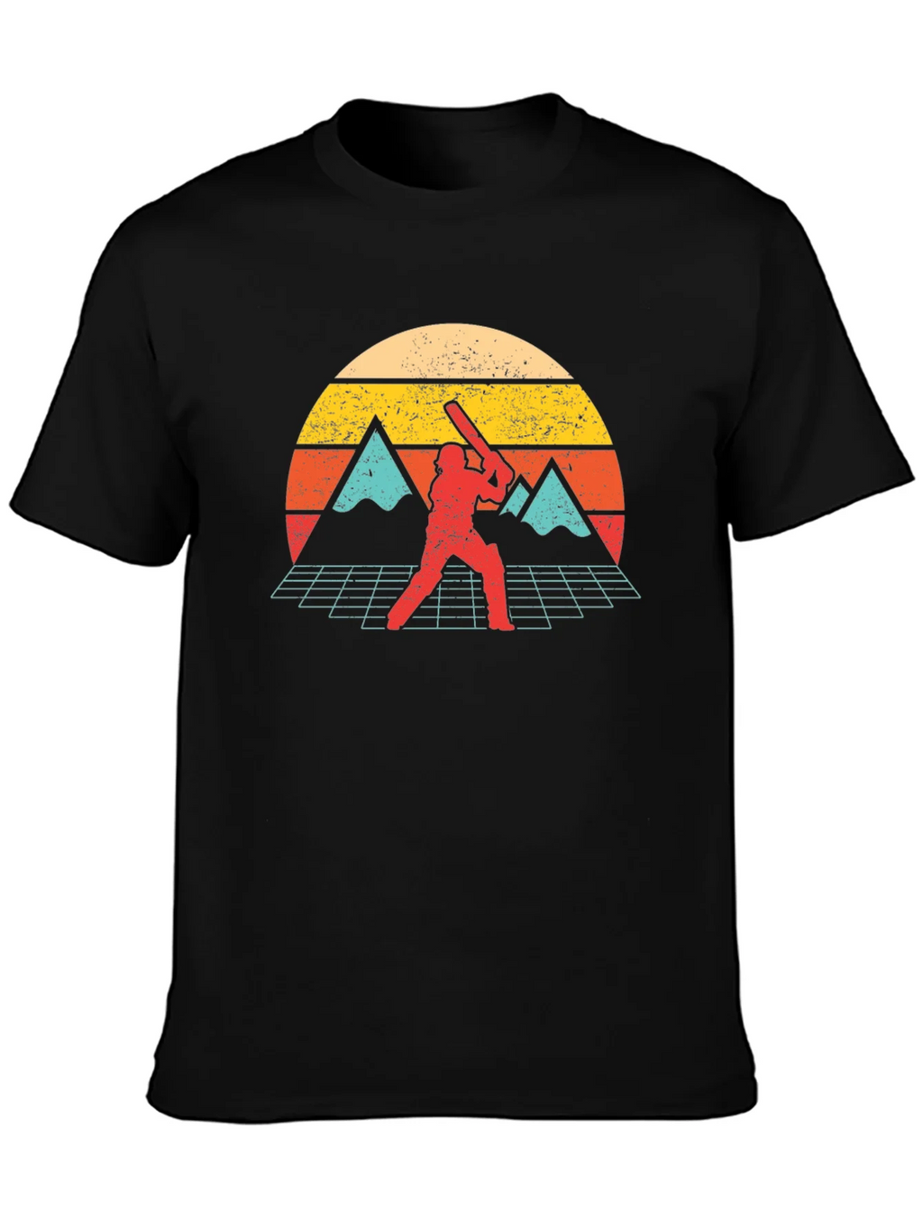 Retro Cricket Player Graphic Tee - Vintage Sunset Design product image 6