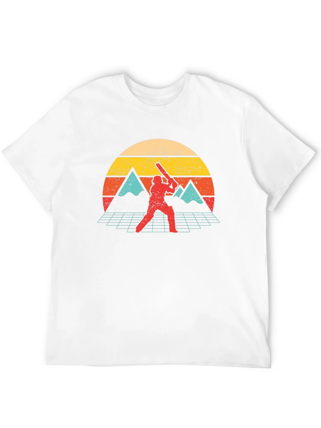 Retro Cricket Player Graphic Tee - Vintage Sunset Design product image 3