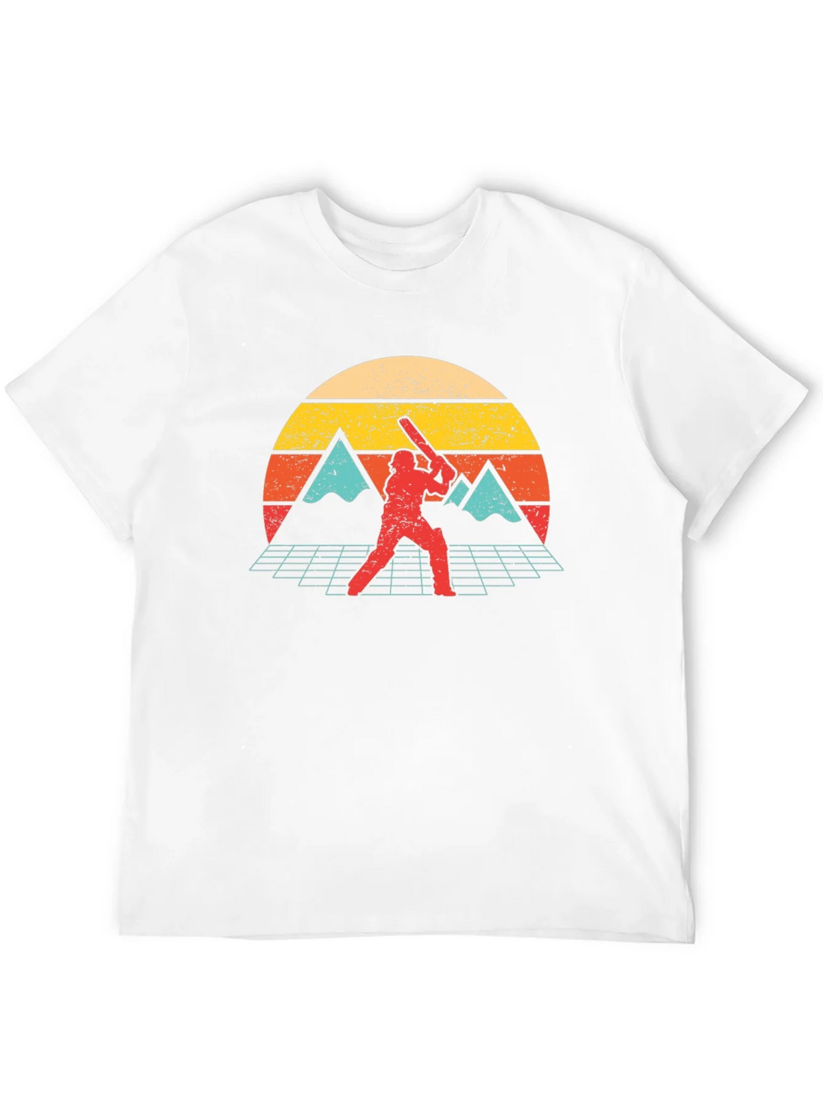 Retro Cricket Player Graphic Tee - Vintage Sunset Design product image 3