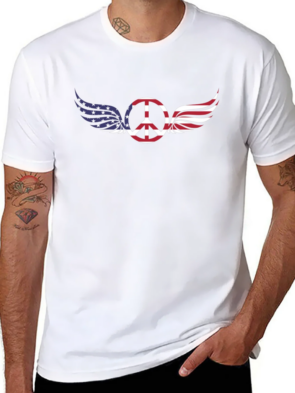 Peace Sign with American Flag Wings T-Shirt product image 10