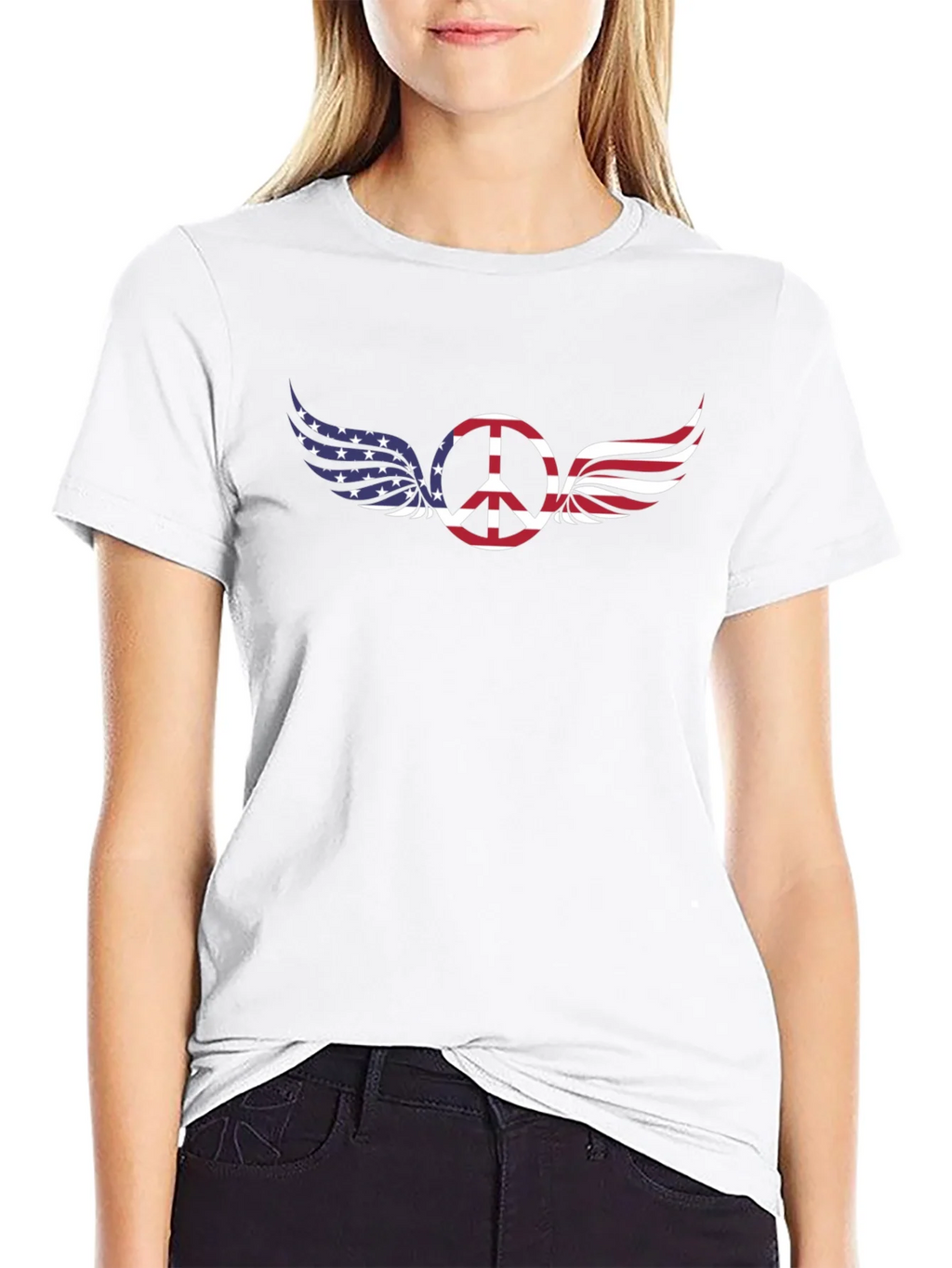 Peace Sign with American Flag Wings T-Shirt product image 11