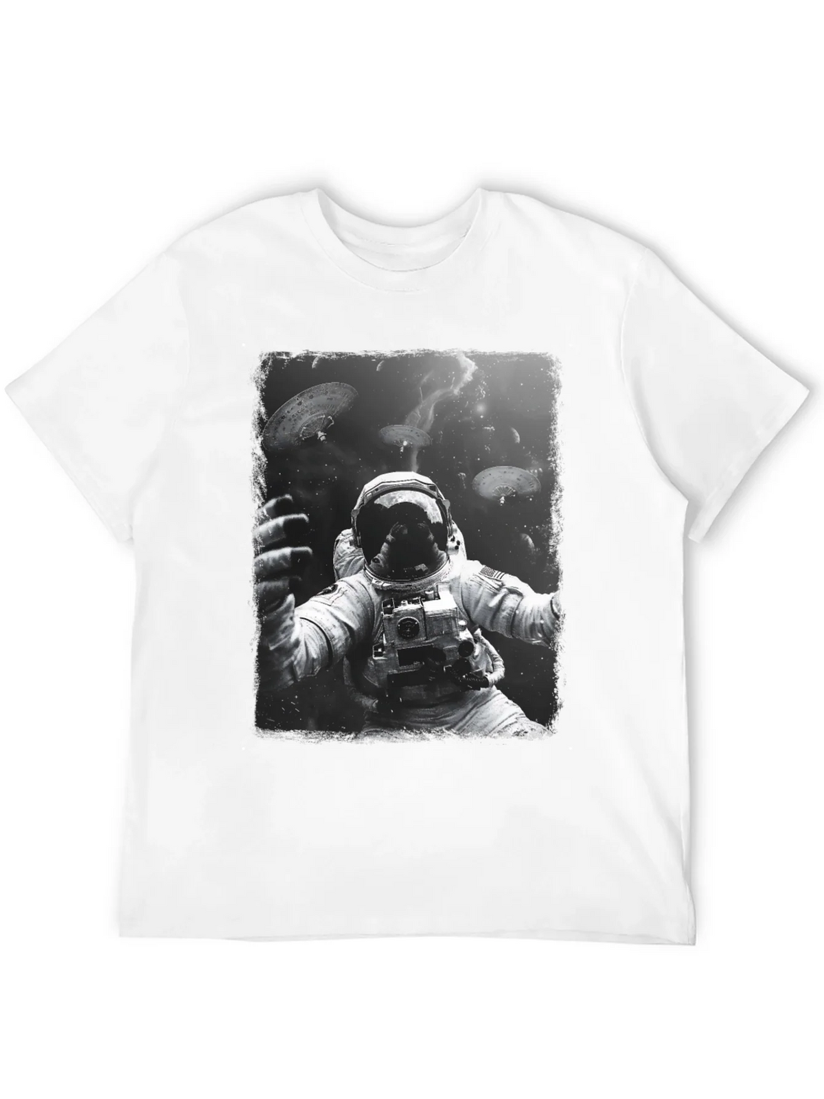 Astronaut in Space Graphic Tee - Black Cotton T-Shirt product image 3