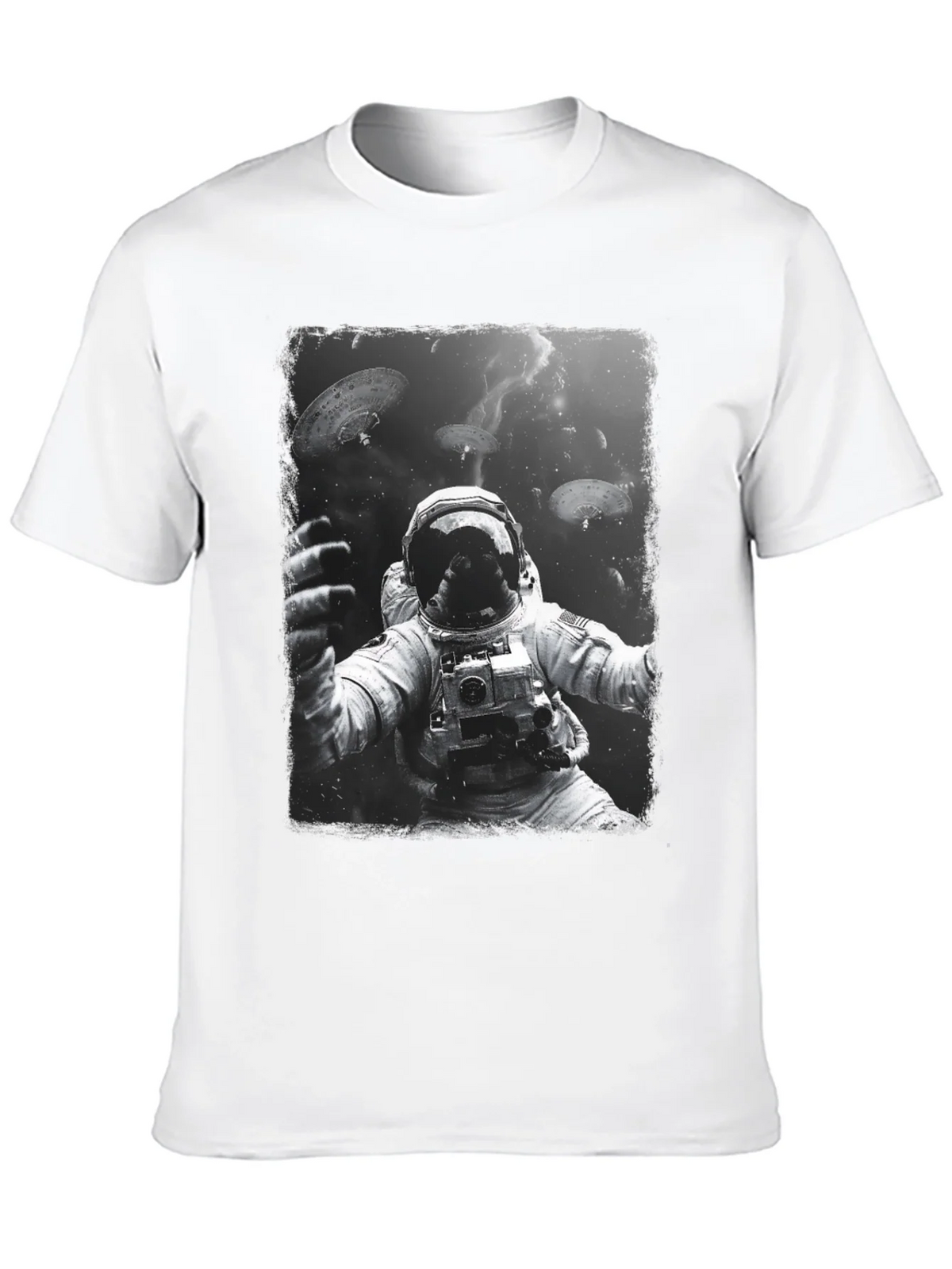Astronaut in Space Graphic Tee - Black Cotton T-Shirt product image 12