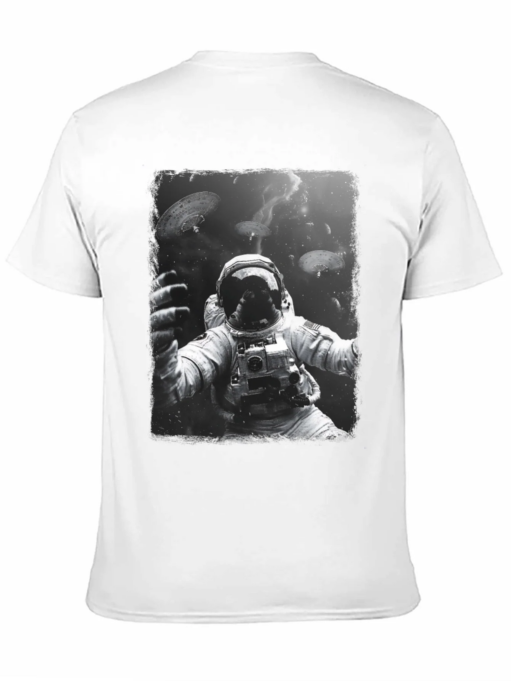Astronaut in Space Graphic Tee - Black Cotton T-Shirt product image 2