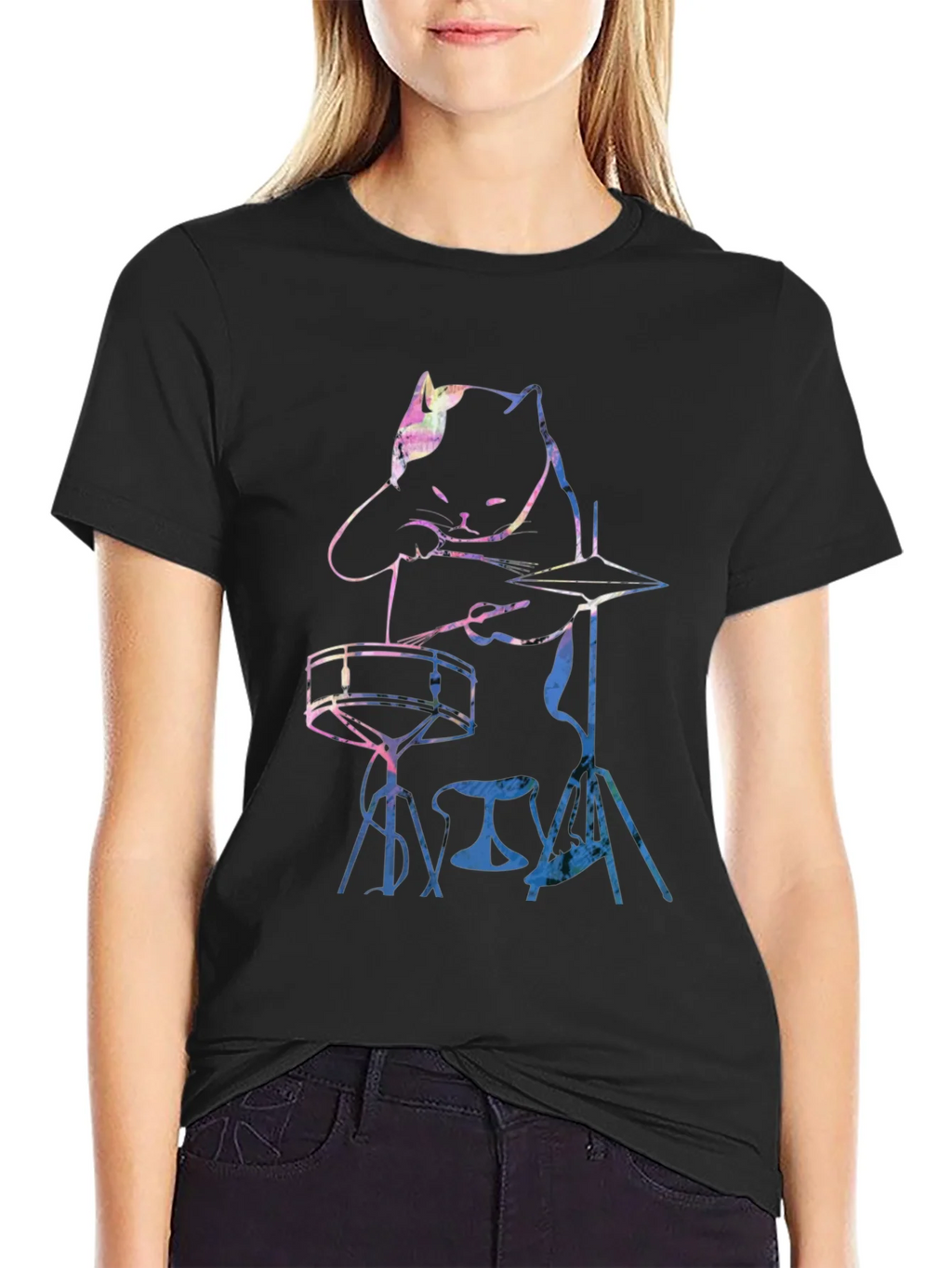 Cool Cat Drummer Graphic Tee product image 5