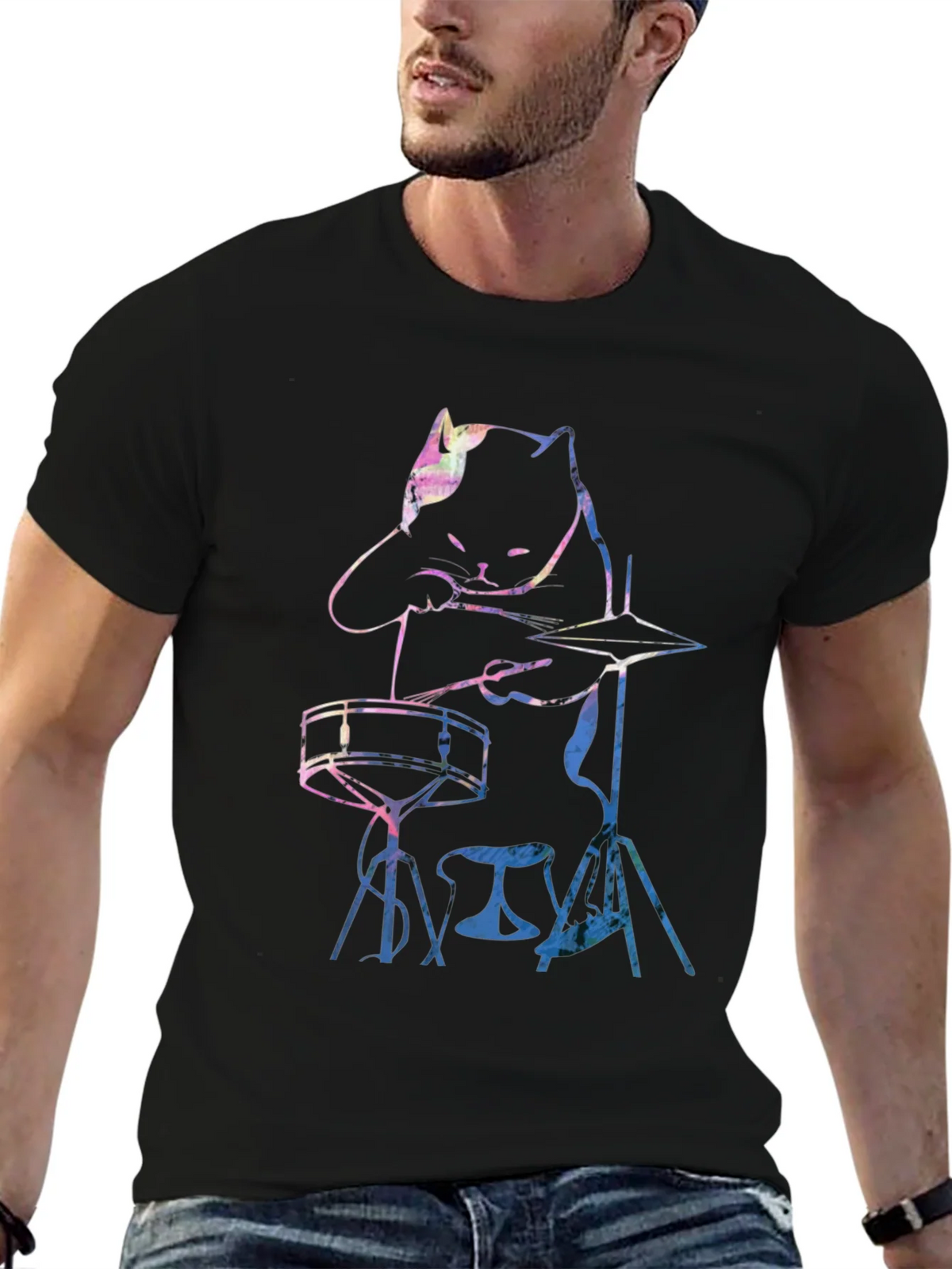 Cool Cat Drummer Graphic Tee product image 9