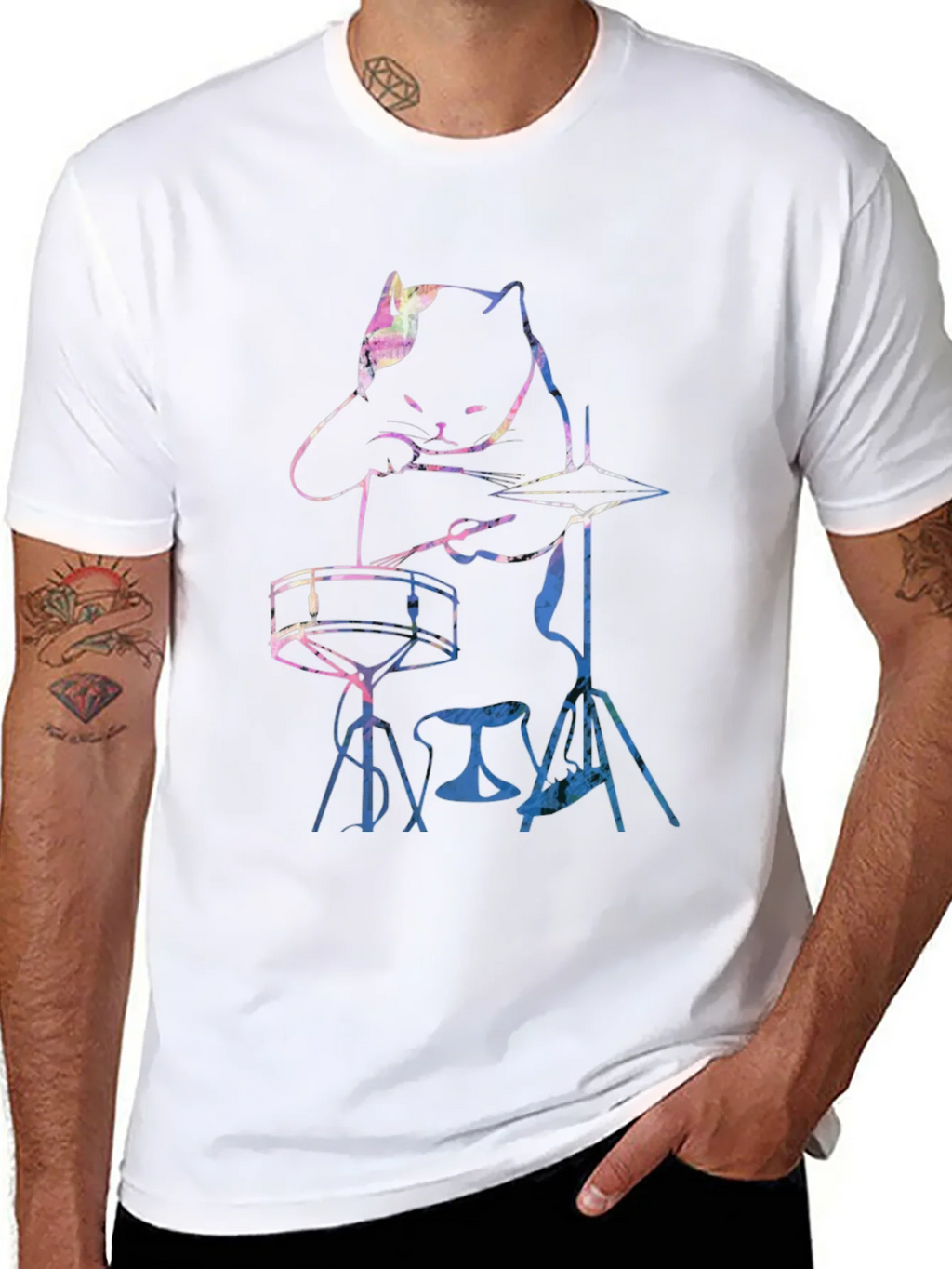 Cool Cat Drummer Graphic Tee product image 10