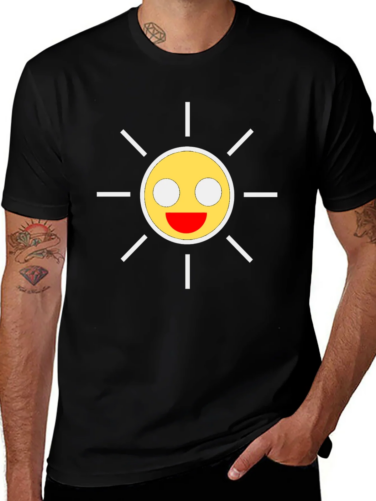 Smiley Sun Graphic Black T-Shirt product image 1