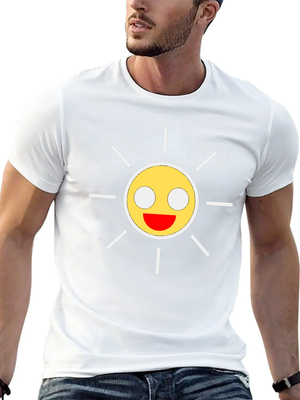Smiley Sun Graphic Black T-Shirt product image 4