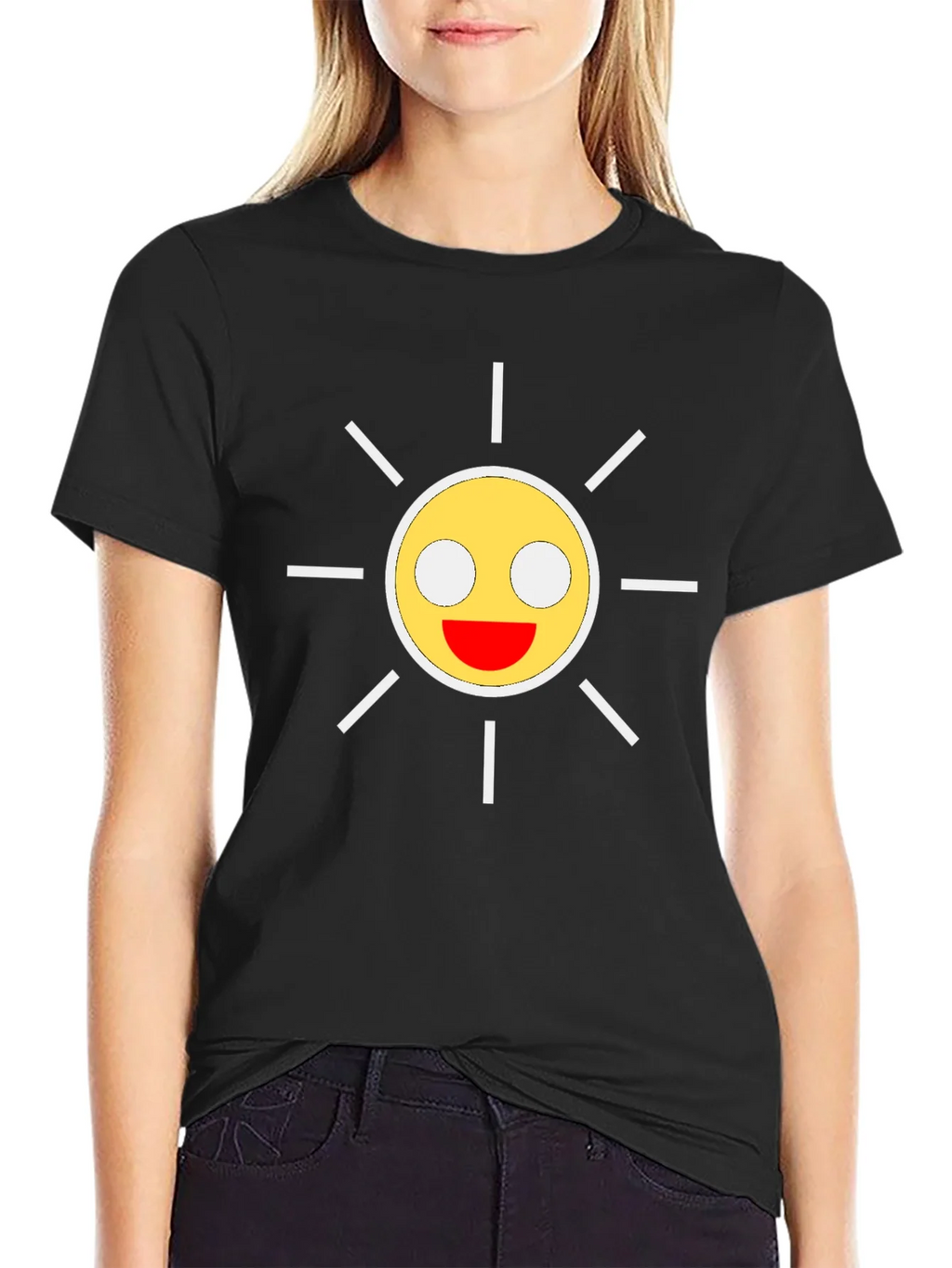 Smiley Sun Graphic Black T-Shirt product image 5