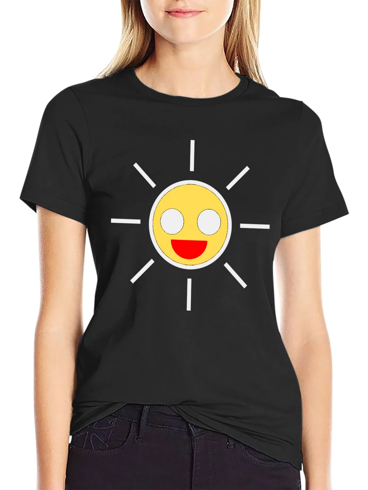 Smiley Sun Graphic Black T-Shirt product image 5