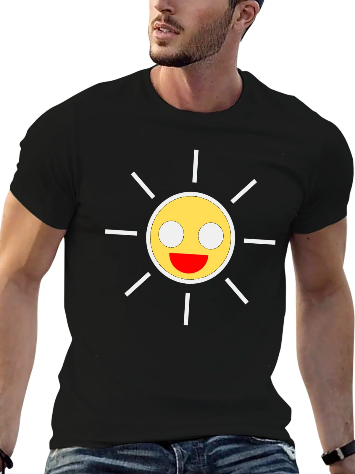 Smiley Sun Graphic Black T-Shirt product image 9