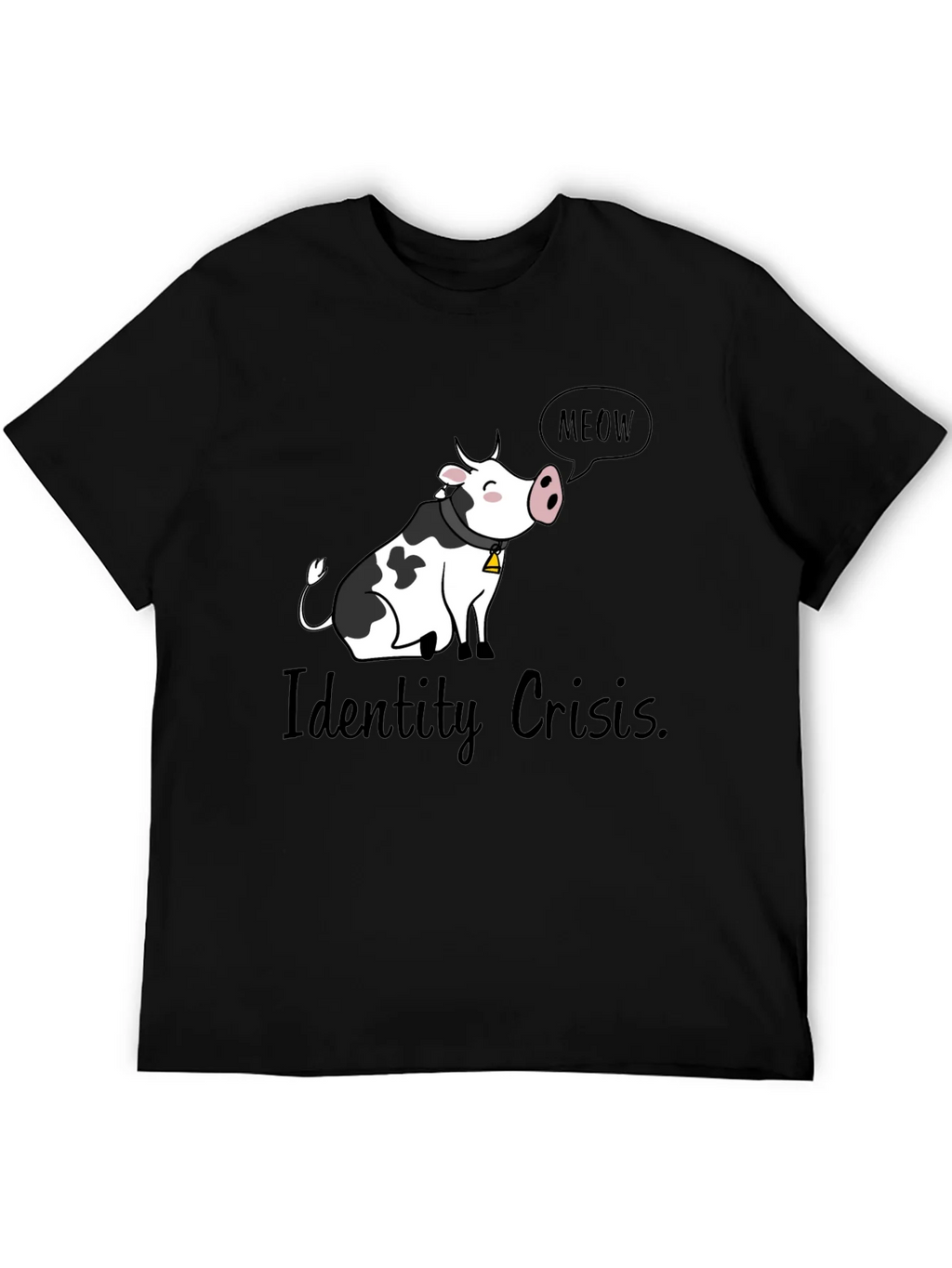 Identity Crisis Cow Meow Black T-Shirt product image 2