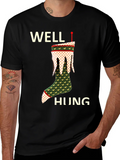 Well Hung Christmas Stocking T-Shirt Funny Holiday Tee product image 1