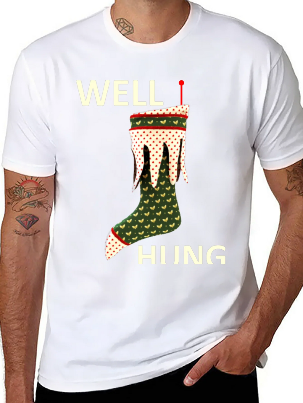 Well Hung Christmas Stocking T-Shirt Funny Holiday Tee product image 10