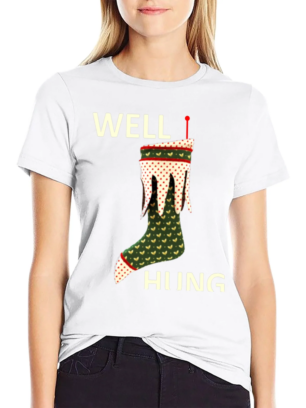 Well Hung Christmas Stocking T-Shirt Funny Holiday Tee product image 11