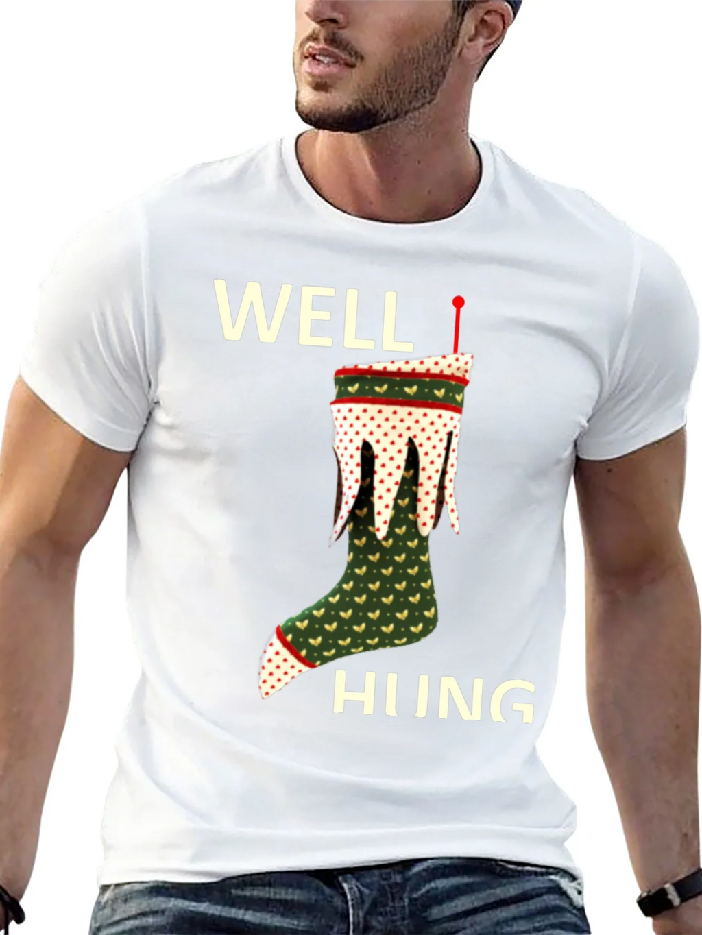 Well Hung Christmas Stocking T-Shirt Funny Holiday Tee product image 4