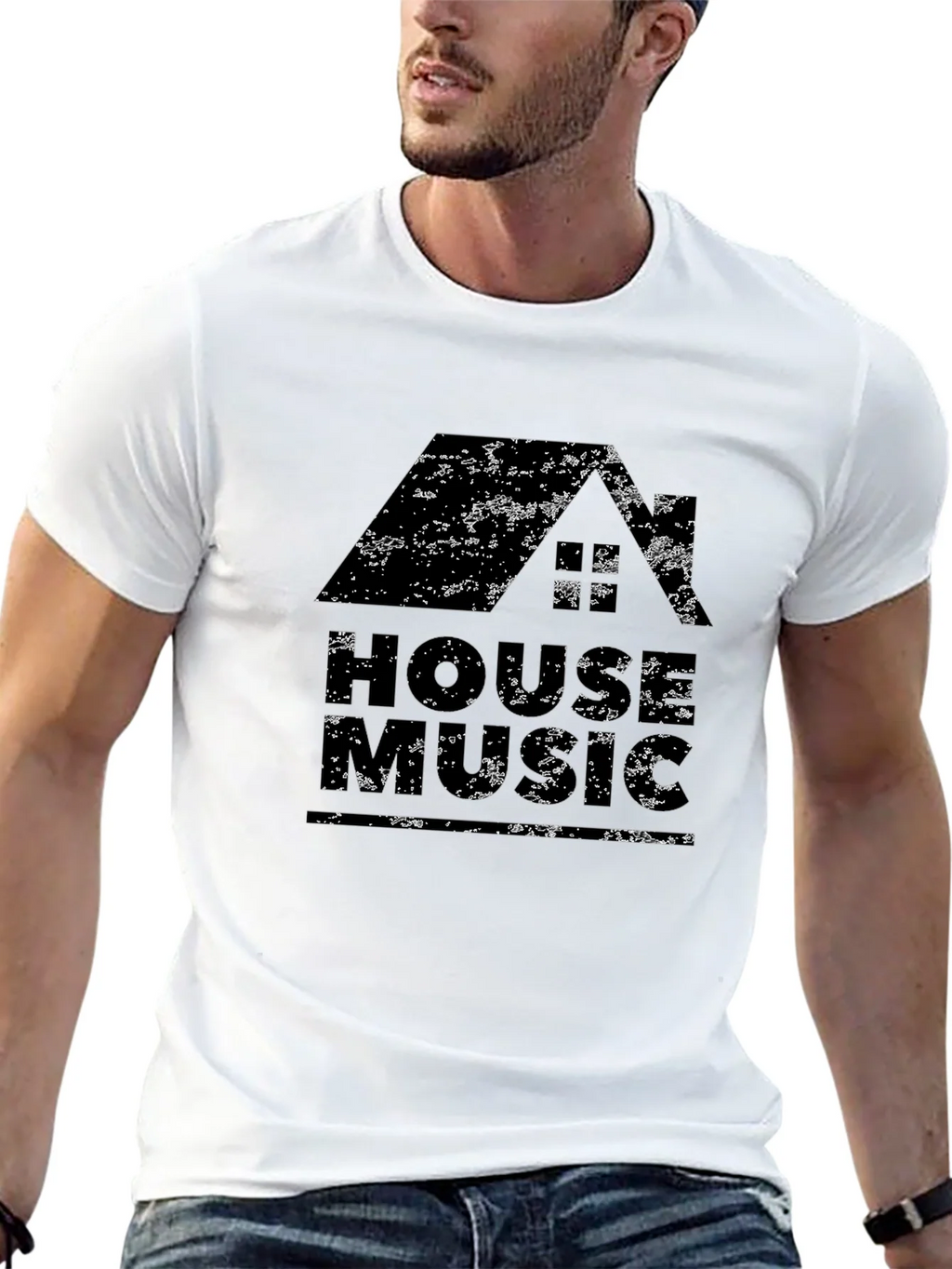 House Music Graphic T-Shirt - Distressed Design product image 4