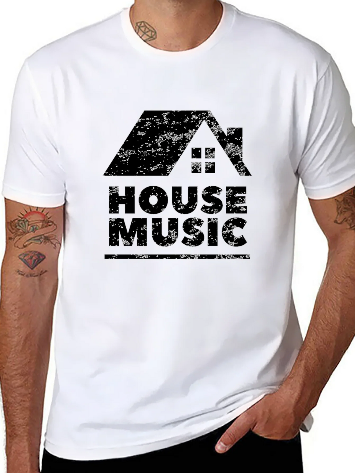 House Music Graphic T-Shirt - Distressed Design product image 10